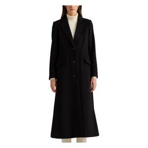 $450 Lauren Ralph Lauren Wool Blend Longline MAXI LONG Coat BLACK SIZE 10
